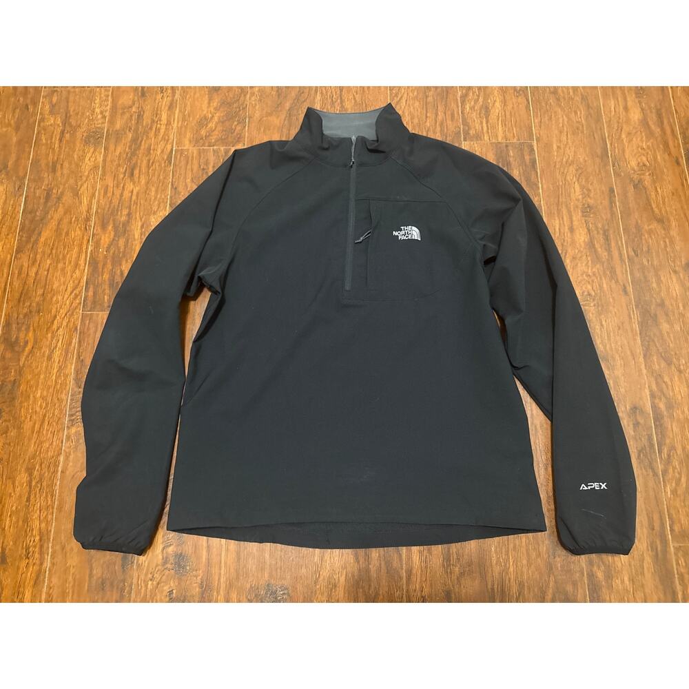 North Face Pullover Jacket Mens Small Black Apex Softshell Stretch Outdoor Zip